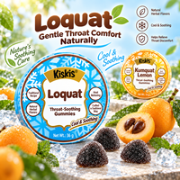 KisKis Gommes Rafraîchissantes Naturelles aux Herbes pour Apaiser la Gorge, Saveur Loquat, Kumquat et Citron, Boîte Métallique, Bonbons Revitalisants