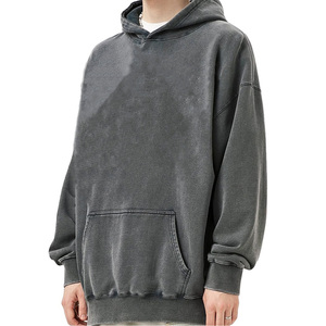 Streetwear OEM Pull à capuche vintage surdimensionné pour homme avec impression lavée à l'acide Coton mélangé lourd personnalisé - Product Image 2