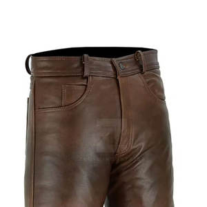 กางเกงหนังผู้ชายทรงสลิมฟิตลำลองเอวกลางน้ำหนักเบาสีเข้มพร้อมโลโก้สั่งทำสำหรับใส่ไปคลับและใส่ในชีวิตประจำวัน - Product Image 5