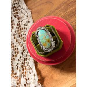 Emerson Degarito Kingman Turquoise & Sterling <b>Silver</b> Gemstone <b>Ring</b> <b>Emerald</b> Cut Handmade Jewelry for Everyday Wear Size 8.5 - Product Image 4