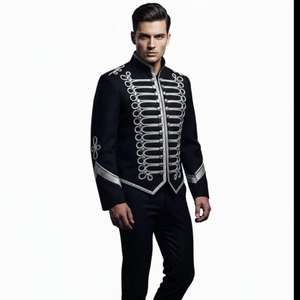C'est une veste de parade de tambour de l'unité Steampunk Hussar Napoléon, généralement disponible en noir et argent. - Product Image 2
