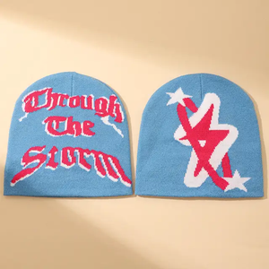 Oem Bonnet unisexe de haute qualité coloré vert noir à déplier en tricot chaud avec tête de mort Logo personnalisé Design Jacquard Bonnet d'équipe pour sports d'hiver - Product Image 3