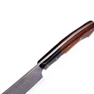 Cuchillo inteligente de caza con hoja de Damasco hecho a mano personalizado OEM acero al carbono con Funda de cuero disponible para individualización - Product Image 6