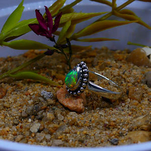 แหวนอัญมณีโอปอลสีเงินสเตอร์ลิงทำด้วยมือ925แฟชั่นอินเทรนด์ใส่ประจำวันแหวนรูปหยดน้ำ - Product Image 5