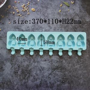 Moule en silicone 8 cavités en forme de double cœur pour crème glacée, desserts, bâtonnets glacés et glaçons, fournitures pour fêtes d'été - Product Image 2