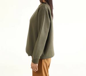 Top Quality Customized Your Own Logo Long Sleeve Loose Fit Ribbed Crewneck Cotton Polyester Fleece Cuffs Women Sweatshirt <b>Comfy</b> - Product Image 3