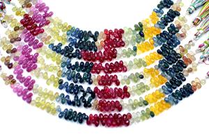 Cuentas sueltas de lágrima facetadas de zafiro múltiple, piedras preciosas naturales en forma de gota de 7,5 pulgadas para la fabricación de joyas - Product Image 4