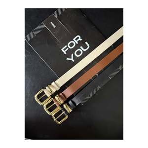 Set of 3 Gold Plated Non-Tarnishing Women's Trouser <b>Belts</b>, Jacket <b>Belts</b>, Dress <b>Belts</b>, Shirt <b>Belts</b> - <b>Black</b>-Tan-Beige - Product Image 3