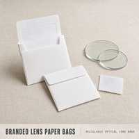 Sacs d'emballage pour lentilles optiques personnalisés, écologiques, recyclables, anti-rayures, avec rembourrage en coton et papier couché pour lunettes