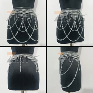 Hanmade Chainmail Mini falda de aluminio Butted Ornamental Belt Medieval Ren Fair Costume Festival Outfit Pedido al por mayor disponible - Product Image 6