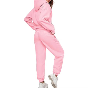 Conjunto Deportivo Lavado Estilo Urbano para Mujer, Sudadera con Capucha y Pantalones Deportivos con Lavado Ácido Vintage, Algodón Grueso, Moda, Pedidos al por Mayor Directo de Fábrica - Product Image 3