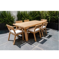 Ensemble de meubles de patio en bois d'acacia massif, table et chaises, structure en aluminium, mobilier de jardin extérieur pour resort en provenance du Vietnam