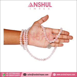 Good Quality Best Selling Handmade Rose Quartz Crystals 108 Prayer Bead Meditation Mala <b>Bracelet</b> for Wholesale Purchase - Product Image 2