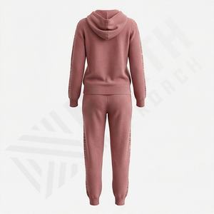 Conjunto de Sudadera con Capucha y Pantalones de Chándal de Punto Acanalado de Cachemira para Mujer, Diseño Nuevo, Ropa Deportiva Informal de Moda para Gimnasio, Color Personalizado - Product Image 2