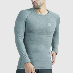 Camiseta Deportiva Ajustada para Hombre, Camiseta de Compresión Deportiva de Manga Larga, Transpirable, de Secado Rápido, para Gimnasio y Fitness - Product Image 1