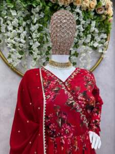 Beau costume de créateur avec intérieur et plazzo-Dupatta avec impression numérique et travail manuel - Product Image 2