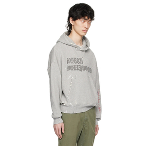 Vente en gros Plateau de peinture Sweat à capuche affligeant pour les mains Gris ample délavé Poids lourd 500 g/m² French Terry survêtement pour homme - Product Image 4