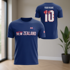 Set di Maglie da Calcio Ispirate alla Nuova Zelanda per Tifosi Blu Navy con Nome e Numero Personalizzati - Product Image 3