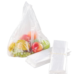 Vente en gros de sacs de courses en plastique PE biodégradables personnalisés sac à poignée en plastique de t-shirt jetable pour supermarché - Product Image 6