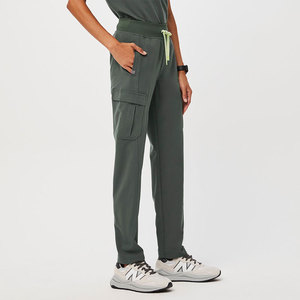 Classic Fit Women's Nurse Uniform Cargo Pants Custom Mandarin Collar Customizable Medical Scrubs Bottoms <b>Sets</b> Polyester/Cotton - Product Image 2