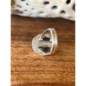 Navajo-Handmade Statement <b>Adjustable</b> <b>Ring</b> Onyx and Sterling Silver with Bezel Setting Stylish Trendy Size 6.5 Perfect Gift - Product Image 5