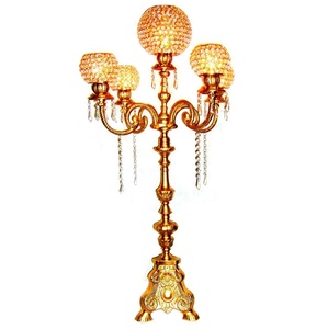 Nouveau chandelier européen à 5 bras décoration de scène de mariage maison couloir table cristal candélabre votif bougeoir en métal - Product Image 2