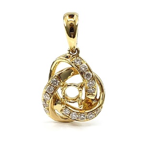 Bijoux fins de luxe, design élégant, or jaune massif 18 carats, diamant naturel, semi-monture, forme de fleur classique, 15 pièces, 0,10 carat, charme, cadeau pour - Product Image 1