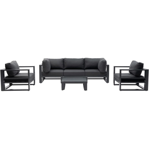 Ensemble <span class=keywords><strong>de</strong></span> salon <span class=keywords><strong>de</strong></span> jardin en aluminium 6 pièces pour <span class=keywords><strong>extérieur</strong></span>, canapé modulable pour hôtel et patio avec table basse - Product Image 3