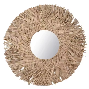 Cadre de miroir en jonc de mer moderne Décoration murale de haute qualité Écologique Fait à la main Vente en gros pour salle de bain et décoration intérieure - Product Image 1