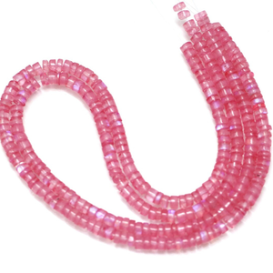 ลูกปัดมูนสโตนสีชมพูสวยงามระยิบระยับ รูปทรงยางรถยนต์เรียบเนียน ลูกปัดมูนสโตนสีชมพูรูปทรงล้อ 15 นิ้ว ขายส่ง - Product Image 6