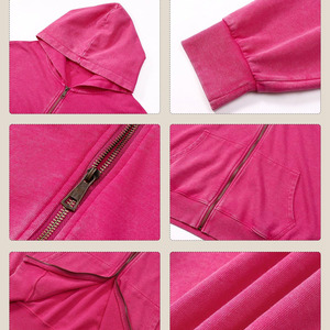 Sweat à capuche d'hiver en molleton de coton délavé à l'acide, à séchage rapide, épais, avec fermeture éclair et poche, grande taille pour homme - Product Image 4