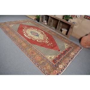 <b>Vintage</b> Turkish 6 X 10ft Large Area <b>Rug</b> Classic Red Beige Patchwork Abstract Rectangle Hallway Patterns 10mm Wool Latex Room <b>Rug</b> - Product Image 2