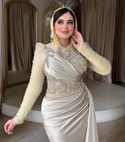 Robe de prière élégante en soie pour femmes adultes, style princesse, faite à la main, anti-plis, à manches longues, avec corsage perlé, collection AL HIJRAH ABAYAS