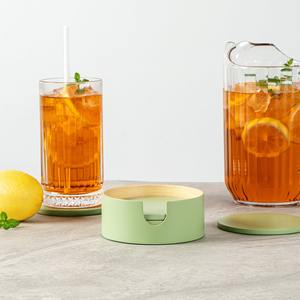 Sous-verres en bois de bambou filé enroulé fabriqués à la main sous-verre naturel avec ensemble de supports pour les cadeaux d'événement de vacances de Noël - Product Image 5