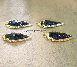 Gemstone Carved Blue Obsidian Electroplated Arrowhead Rings Handmade Agate Finger Ring <b>Top</b> Quality From Amayra <b>Crystals</b> India - Product Image 5