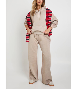 Conjunto Deportivo de Dos Piezas para Mujer, Sudadera con Capucha y Pantalones Deportivos Cómodos, Transpirables, con Cordón Ajustable, de Spandex, Calidad Premium - Product Image 1