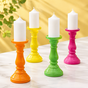 Porte-bougie en céramique géométrique empilable fait main, écologique, finition laquée, design moderne pour la décoration de cheminée de la Saint-Valentin - Product Image 1
