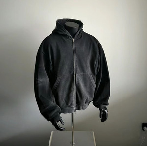 Sudadera con capucha y cremallera completa de lana de algodón de alta calidad de Terry francés pesado del fabricante - Product Image 3