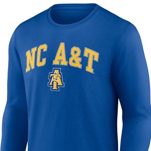 Camisa de manga larga azul informal de ropa universitaria A & T de Carolina del Norte para verano transpirable con decoración de logotipo - Product Image 3