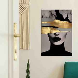 Arte Moderno en Lienzo Impreso: Elegante Decoración Abstracta de Mujer Dorada, Enmarcado para Galería - Product Image 1