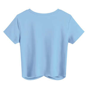 เสื้อยืดครอปของผู้หญิงเสื้อยืดผ้าคอตต้อน100% พิมพ์ลายแบบเรียบน้ำหนักมาก - Product Image 2