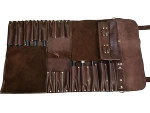 High Quality Genuine Leather Multi Pockets Chef Tool <b>Bags</b> Professional Handmade Adjustable Straps <b>Roll</b> up Knife Storage - Product Image 2