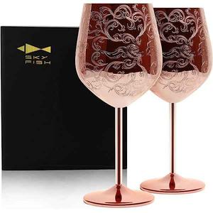 Verre à vin en métal réutilisable en acier inoxydable avec satin élégant pour décoration de table à manger fine verre à bière à boire - Product Image 1
