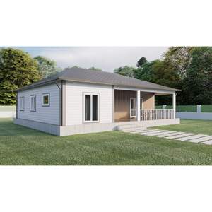 Villa moderna de una sola planta con estructura de acero ligero, exterior blanco, con porche y diseño de puerta corrediza - Product Image 1