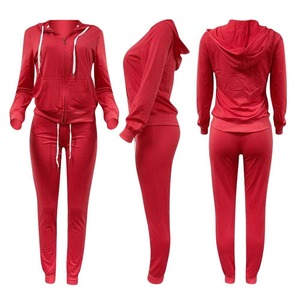 Conjunto Deportivo de Forro Polar con Capucha y Manga Larga para Mujer, para Entrenamiento de Invierno, 100% Algodón - Product Image 4