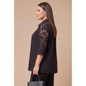 Chemise noire à détails Gupur, grande taille - Product Image 3