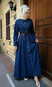 Robe de bal Abaya d'hiver en denim modeste sur mesure aux États-Unis, silhouette avec taille naturelle, design élégant, super prix de gros - Product Image 5