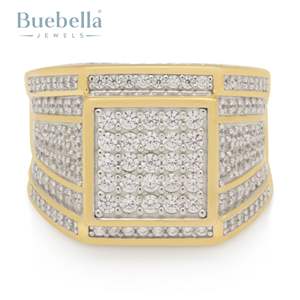 Offre Spéciale Original personnalisé pleine glace carré Moissanite bague S925 en argent sterling plaqué or 18 carats, bijoux Hip Hop pour hommes - Product Image 2