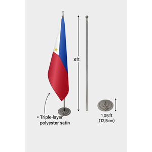 Drapeau intérieur officiel des Philippines, techniques d'impression numérique, mât de drapeau en aluminium, soie plastique, assurance automobile, éducation - Product Image 6