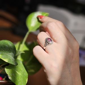 Bague unisexe en argent sterling 925, légère, style religieux, mini ovale, améthyste, qualité extrême, mariage, fiançailles - Product Image 3